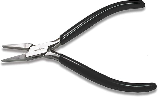 The Beadsmith Flat Nose Pliers – Extra Fine Tips – 4.5 inches (114mm) – PVC Grip Handle with Double Leaf Springs – Jewelry Making Tool for Creating Bracelets, Earrings and Necklaces