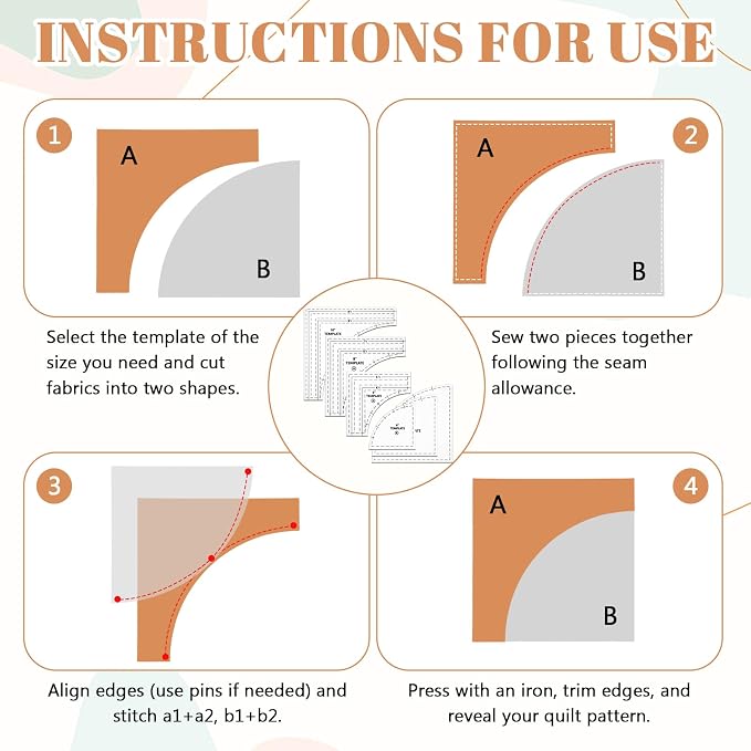 3 Set Drunkards Path Quilting Templates - Image 4