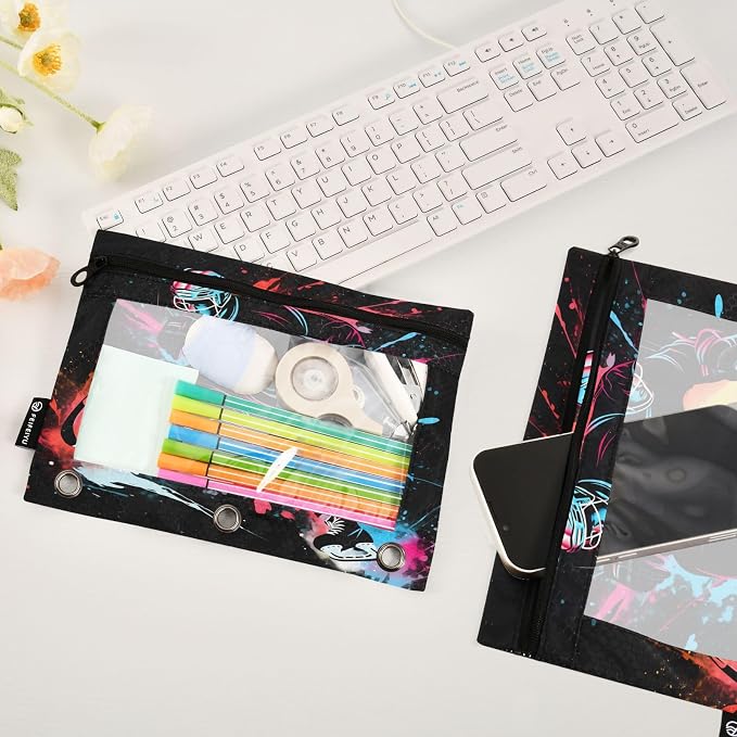 Hockey Player Pencil Pouch for 3 Ring Binder, 2 Pack Waterproof Pencil Bags - Image 5