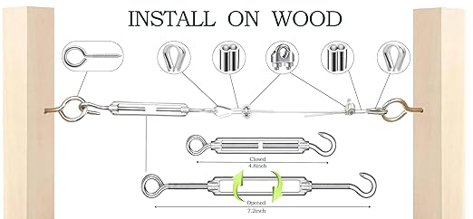 165FT Steel Cable Kit | M5 Turnbuckle & 1/8" Stainless Steel Wire Rope