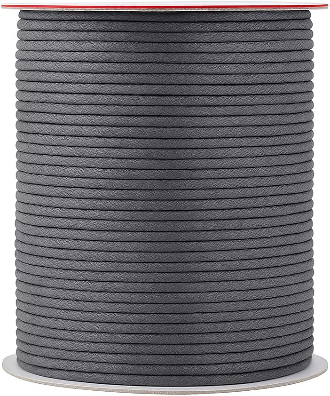 Mandala Crafts 2mm 109 Yards Traffic Gray Cotton Waxed Cord for Jewelry Making Bracelet Cord Waxed String - Beading String Thread Jewelry Cords for Necklaces String