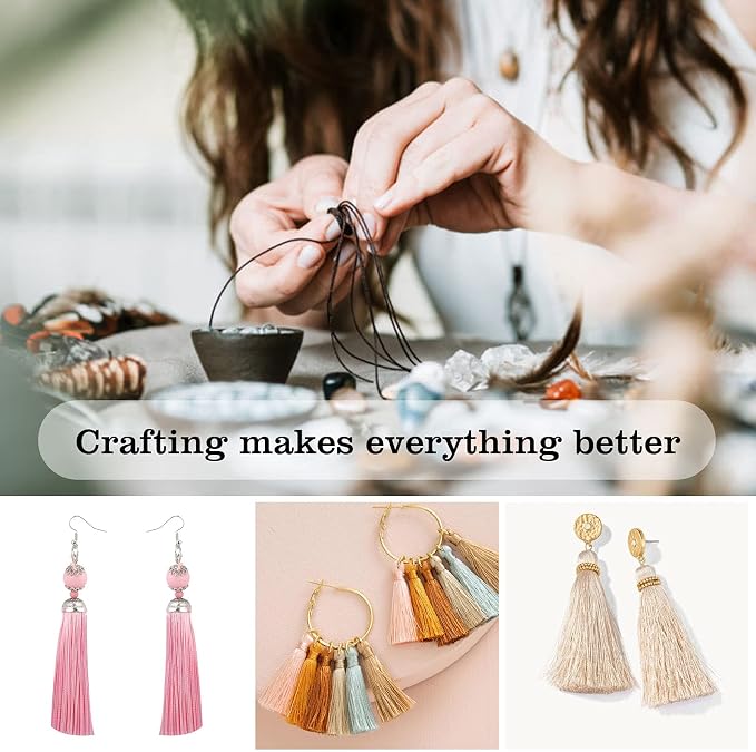 100 Pcs 13cm/5 Inch Silky Handmade Soft Craft Mini Tassels - Image 5