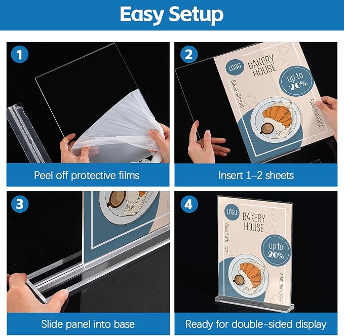 Dynta 8 Pack Acrylic Sign Holder 8.5 x 11, Double Sided Table Sign Holder - Image 5