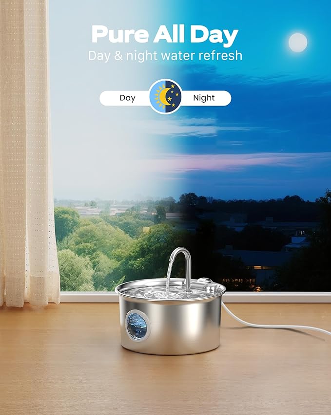 Stainless Steel Cat Water Fountain: Cat Fountain - 88oz/2.6L Pet Water Fountain - Image 4