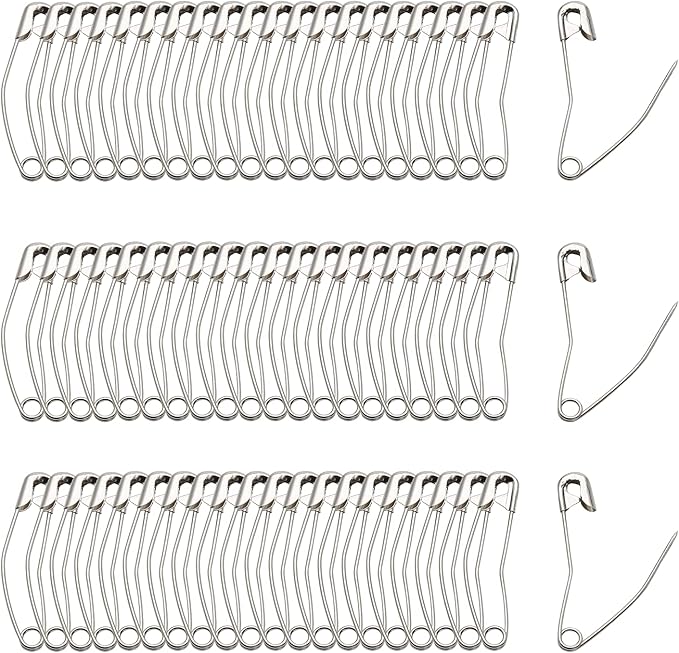 120Pcs Curved Safety Pins Size 4, 2-1/4 inch / 57mm Quilting Basting Pins, Bent Safety Pins for Quilting and Knitting (Sliver)