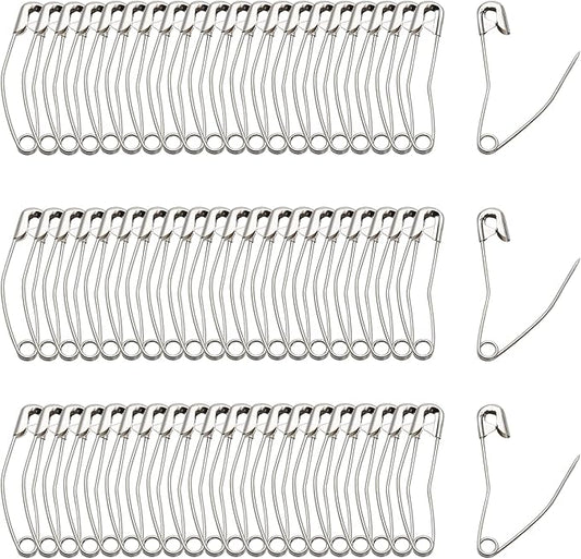 120Pcs Curved Safety Pins Size 4, 2-1/4 inch / 57mm Quilting Basting Pins, Bent Safety Pins for Quilting and Knitting (Sliver)