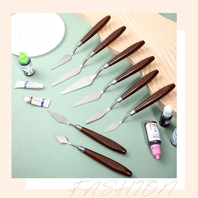 27 Piece Palette Knife Set, Stainless Steel Spatula Art Spatula Pallet Knife Painting Knives with Wood Handle Oil Painting Accessories for Oil, Acrylic Paint Various Color Mixing Tools