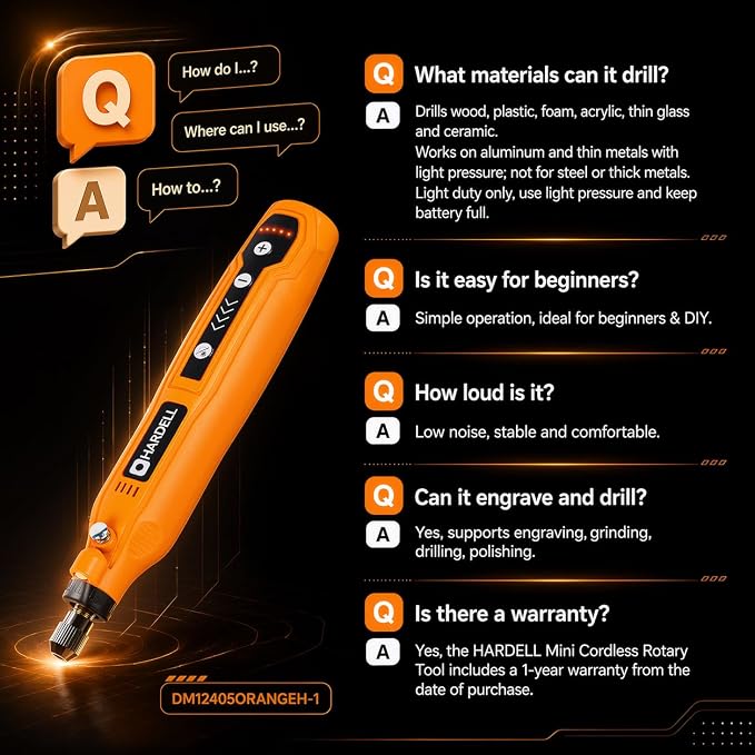 HARDELL Mini Cordless Rotary Tool, 5-Speed and USB Charging Rotary Tool Kit - Image 8
