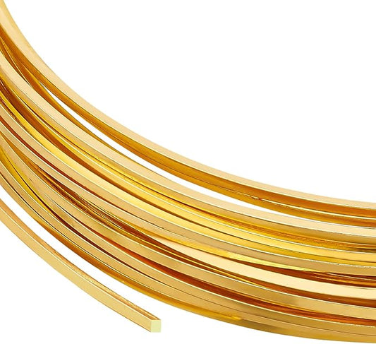BENECREAT 20 Gauge 16 Feet Square Copper Wire, Golden Brass Wire for Jewelry Beading Craft Work