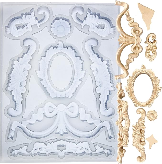 Art Mold for Polyclay Air Dry Clay Plaster, Wreath and Frame by FUNSHOWCASE