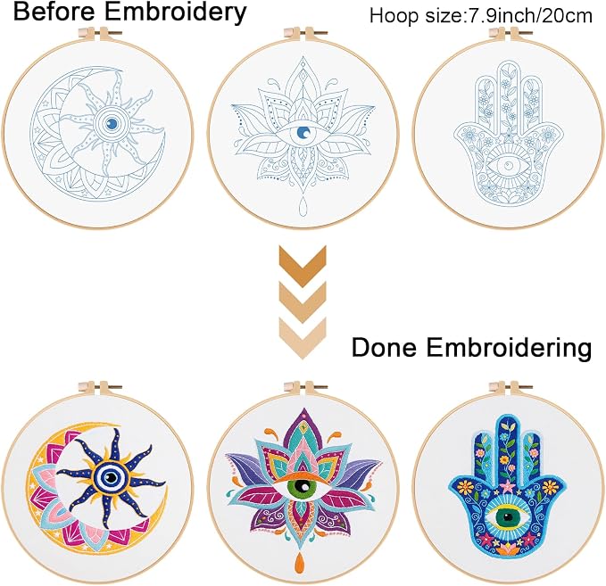 Louise Maelys 3 Set Tarot Evil Eye Embroidery Kits - Image 3