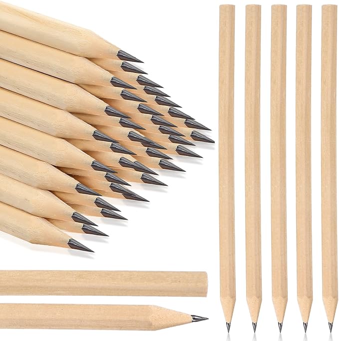 Fumete 100 Pieces Wooden Hexagonal HB Pencils Bulk Without Erasers by Fumete