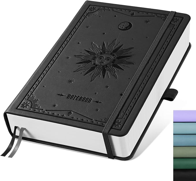 EMSHOI Graph Grid Journal Notebook, 320 Pages, A5 Size | Leather Hardcover by EMSHOI