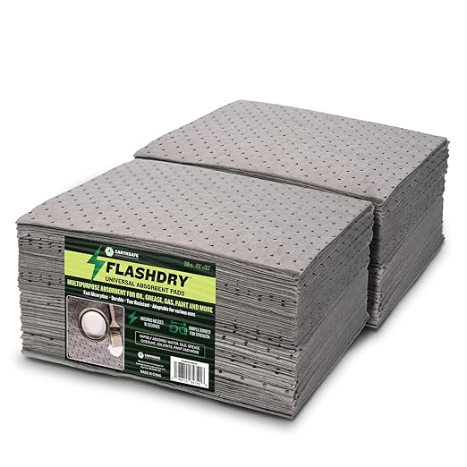 FlashDry - Universal Spill Absorbent Pads | 17.5” x 13.5” x 2mm Oil and All Purpose Premium Liquid Pads - 200 Pads in Total