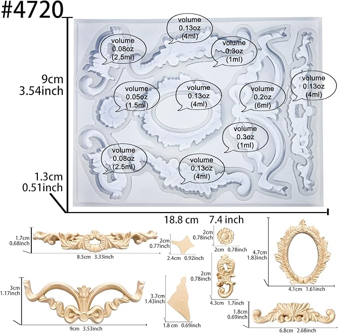 Art Mold for Polyclay Air Dry Clay Plaster, Wreath and Frame - Image 2