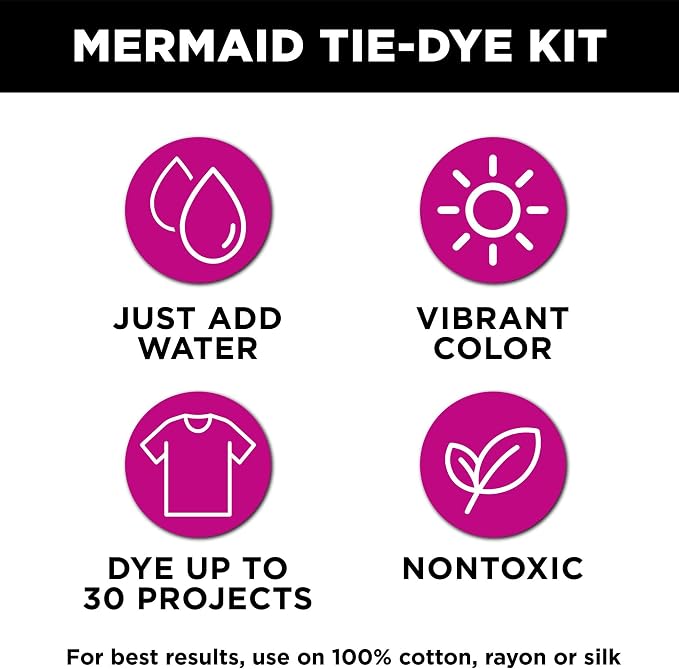 Tulip One-Step Tie-Dye Kit Mermaid, Party Activity, Permanent Fabric Dye - Image 3