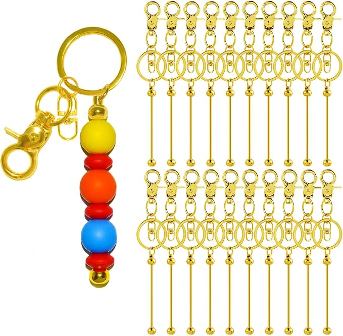 20 Pcs Beadable Keychains Bulk Kit – DIY Keychain Making Supplies by DNLEGULI