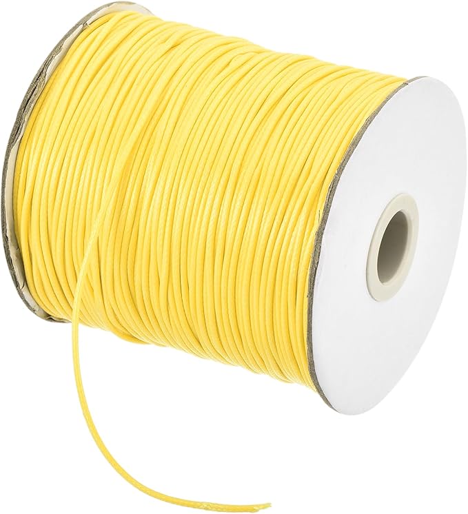 MECCANIXITY Waxed Cord 1.5mm Waxed Polyester Cord 175 Yard Wax String for Bracelet Making,Necklaces, Beading,Jewelry Making and DIY Crafts(Light Yellow)