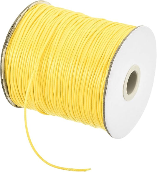 MECCANIXITY Waxed Cord 1.5mm Waxed Polyester Cord 175 Yard Wax String for Bracelet Making,Necklaces, Beading,Jewelry Making and DIY Crafts(Light Yellow)