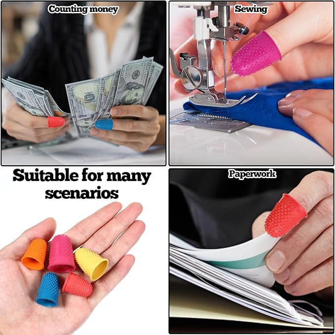 25 PCS Silicone Finger Protectors, Rubber Fingers Tips, Rubber Finger Tips Office, Rubbers Thimbles for Knitting, Sewing and oOther Processes