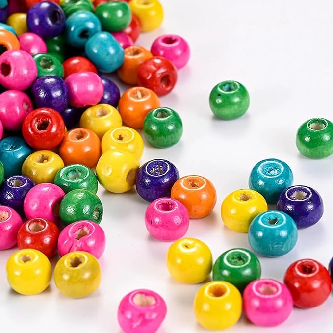 DAHI 600pcs Colorful Wooden Beads 10mm Round Wooden Loose Spacer Beads - Image 3