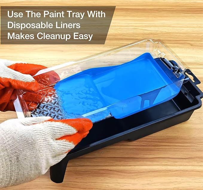 Great Andrew 24-Pack 4 Inch Paint Tray and Liners - 23 Pcs Disposable Plastic Paint Roller Tray Liners with 1 Pcs Paint Tray - Small Paint Pans for Walls, DIY Painting Projects
