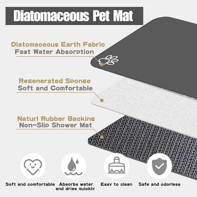 Large Pet Feeding Mat, 15.7" x 39.3" Bohemia Absorbent Quick Dry Dog Mat - Image 6