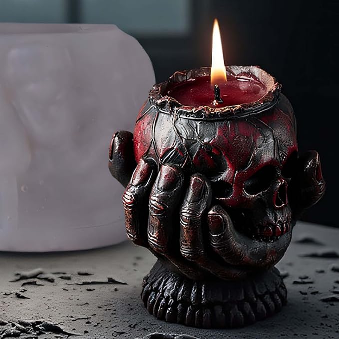 Halloween Skull Hand Ghost Cylinder Molds Silicone Wave Spiral Candle Mold - Silicone Resin Casting Molds for Candle & Resin & Soap Craft Supplies