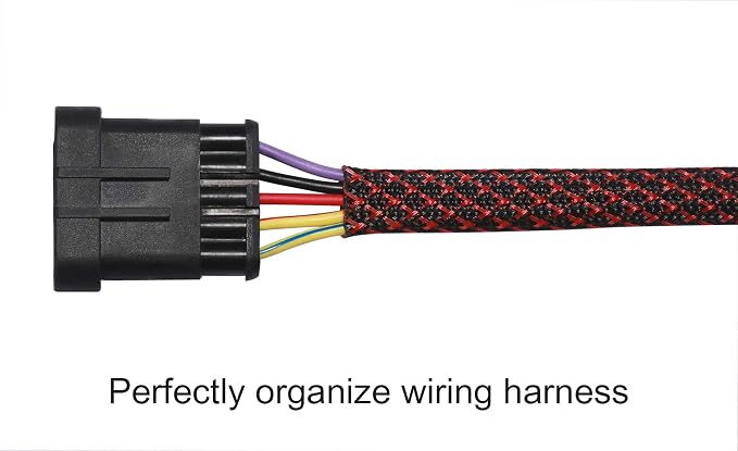 100ft - 1 inch PET Expandable Braided Sleeving – BlackRed – Alex Tech Braided - Image 3