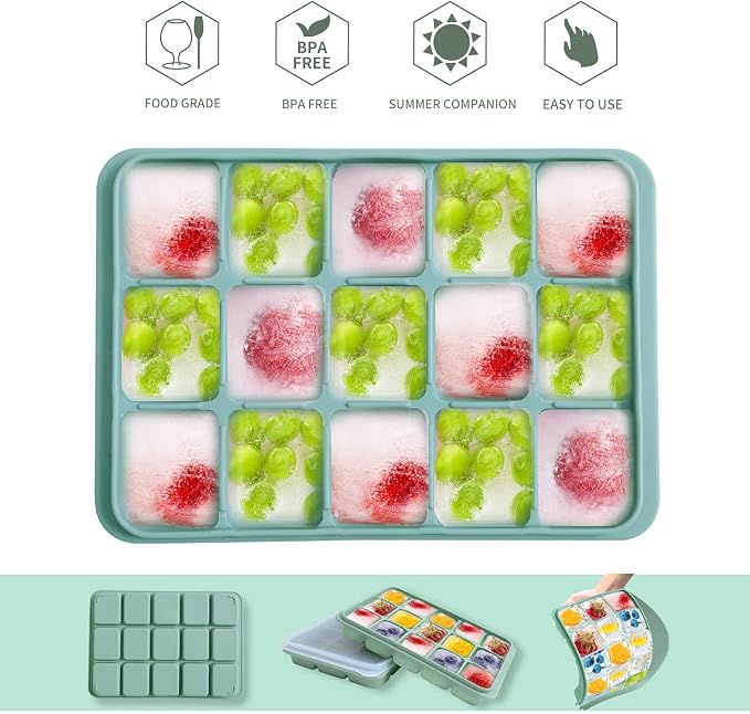Tvmania Ice Cube Trays Set of 2, 15-Cube Silicone Molds - Image 4