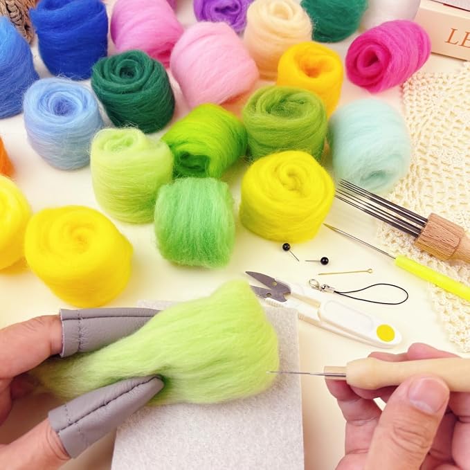 IcosaMro Needle Felting Kit 48 Color Wool Roving - Image 4