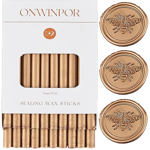 20pcs Bronze Wax Sealing Sticks, Antique Gold, for 0.28'' Glue Gun, Wax Seal Stamp, Wedding Invitations, Envelopes, Christmas Gifts
