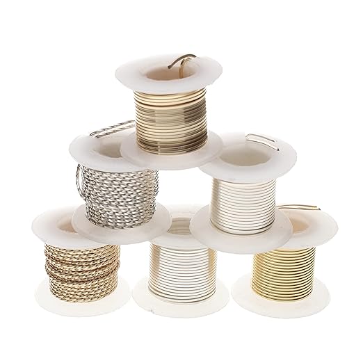 The Beadsmith Craft Wire Assortment - Tarnish-Resistant Copper Wire for Jewelry Making, 21 Gauge, 6-Pack, 0.75-Inch Mini Spools, 2 Yd Each, Assorted Colors & Shapes, Medium Temper