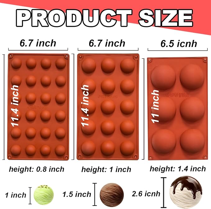 Lerykin Semi Circular Silicone Molds, Non-Stick Silicone Chocolate Molds - Image 6