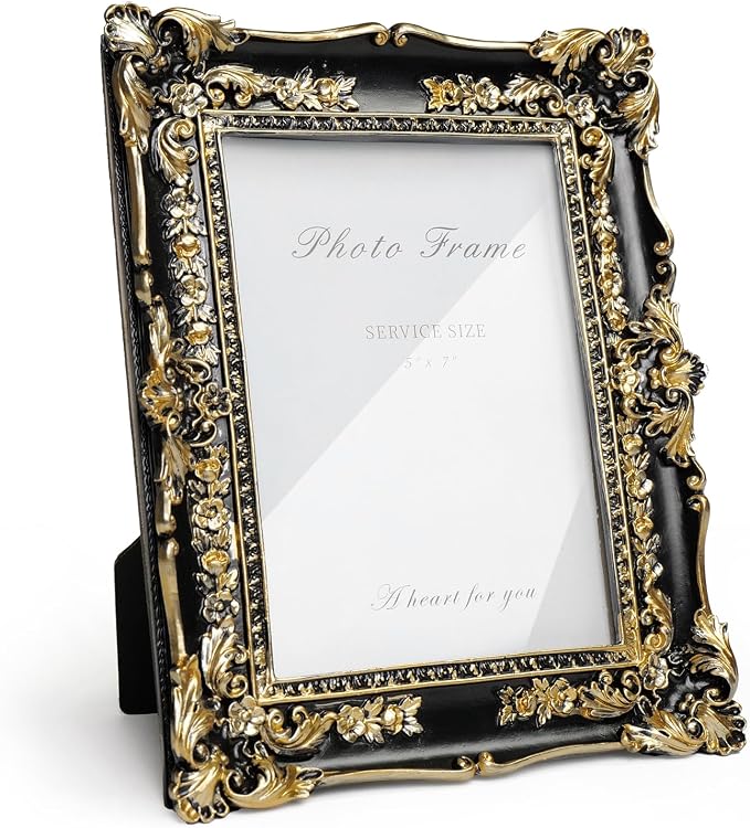 Cuspin 5x7 Picture Frame Black and Gold Frames, Vintage Baroque Handcrafted by Cuspin