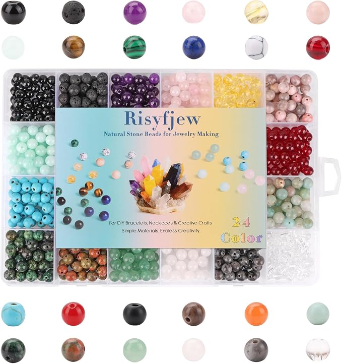 960pcs 24 Colors 6mm Natural Stone Crystals Beads - Image 2