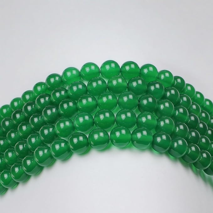 MJDCB 7A Natural Green Agate Beads Round Stone Loose Beads - Image 6