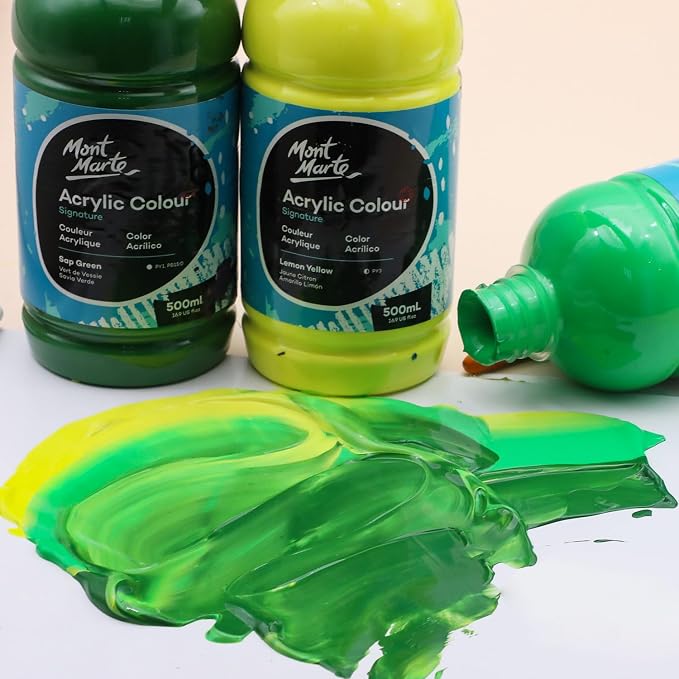 Mont Marte Signature Lemon Yellow Acrylic Paint, Semi-Matte Finish, Suitable - Image 2