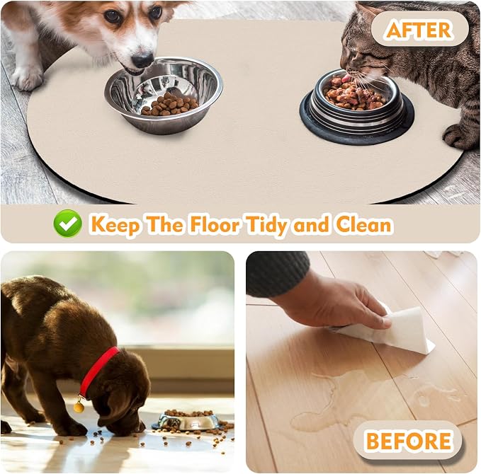 Dog Feeding Mat 24''x16'', Absorbent Pet Food Mat, No Stains Quick Dry Pet - Image 5