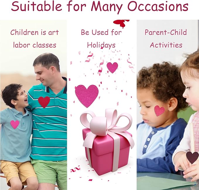 Heart Stickers, Self Adhesive Heart, Felt Decoration for School Bag, Craft Stickers for Scrapbooking Supplies Kit