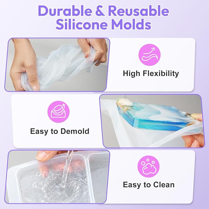 HeyClear Coaster Resin Molds, 6-Cavity Square Coaster Silicone Molds, Silicone - Image 5