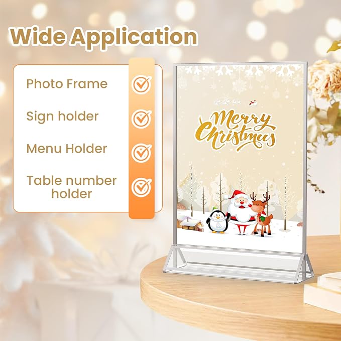 5X7 Silver Frames Double-Sided Acrylic Sign Holder，12 PCS | Silver Picture - Image 4