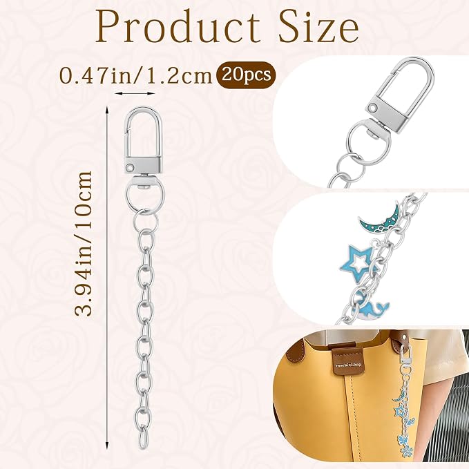 Chuyau 20pcs Silver Keychain Making Kit Swivel Snap Hook Lobster Claw Clasps - Image 2