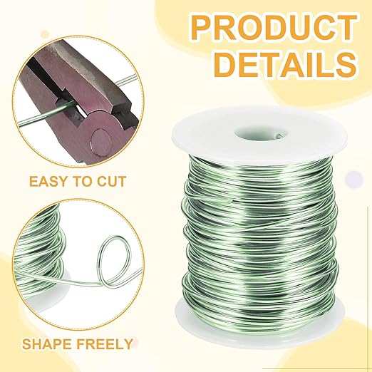 uxcell 12 Gauge / 2mm Anodized Aluminum Wire for Jewelry Craft Making, 102 Feet Bendable Flexible Wire for DIY Home Decor Gardening Sculpture, Grass Green