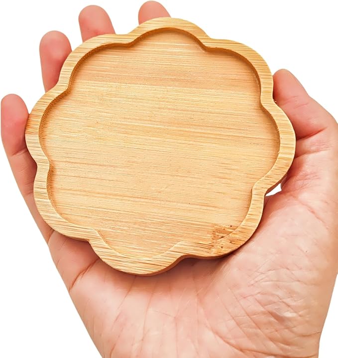 4PCS Mosaic Bamboo Coasters for Crafts, Blank Base Trays, Drinking Cup Coaster - Image 5