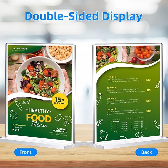 10 Pack Acrylic Sign Holder 8.5 x 11, Double-Sided Clear Sign Holder Plastic - Image 6