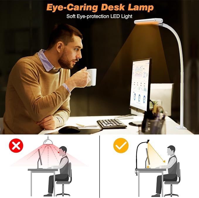 Airlonv LED Desk Lamp with Clamp, Dimmable Task Light - Image 6