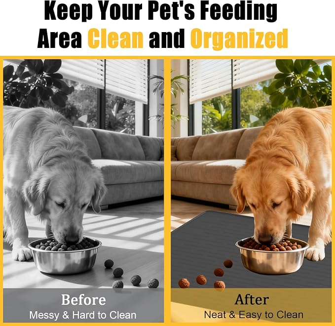 Large Dog Mat for Food and Water, 31.8"x23.8" Silicone Pet Feeding Mats - Image 3