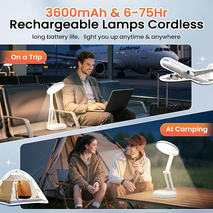 One Fire Rechargeable Table Lamp, Dimmable Cordless Lamp Desk Lamp - Image 4