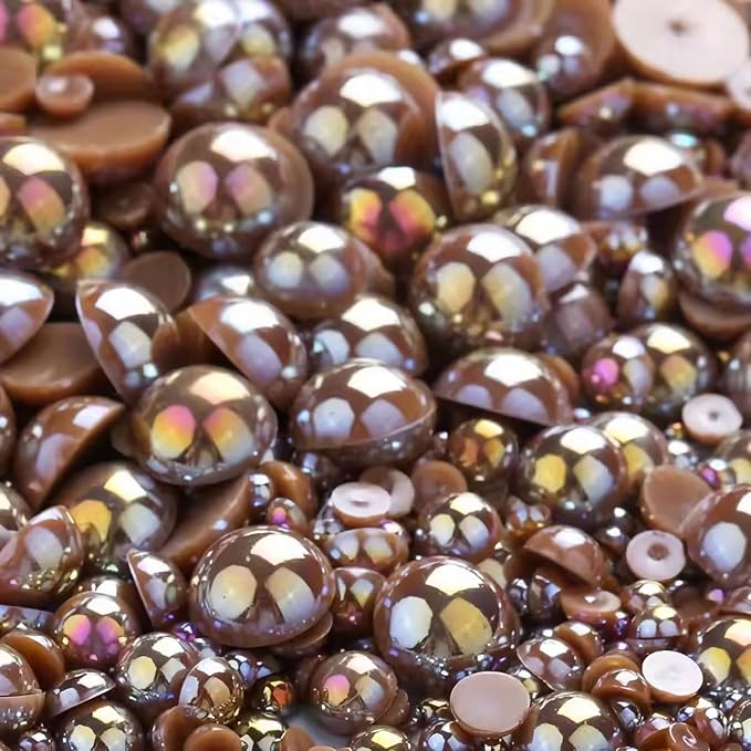 1000PCS Mixed Sizes 3/4/5/6/8/10mm Flatback Half Round Pearls Gems by Unknown